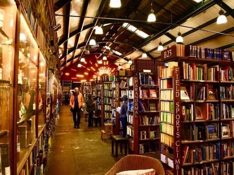 Inside Barter Books - lots of books on shelves