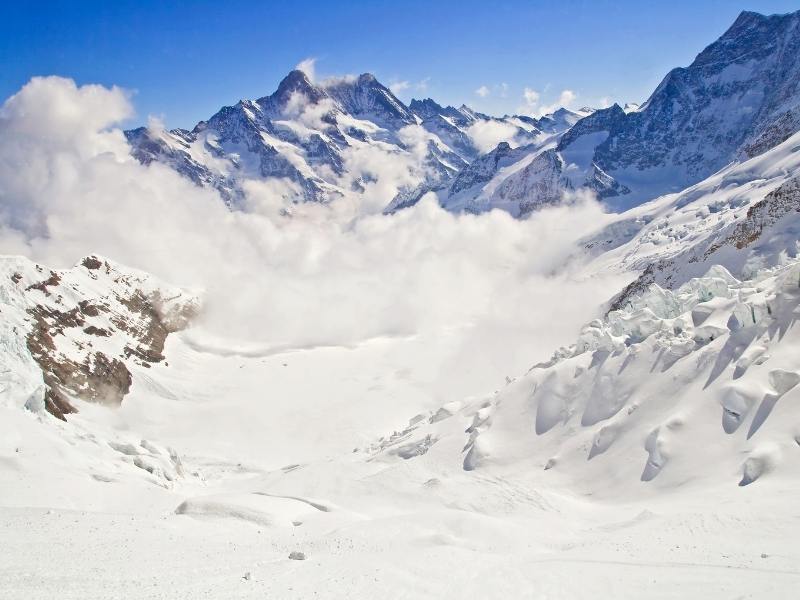 Glacier of Jungfrau in Switzerland.
