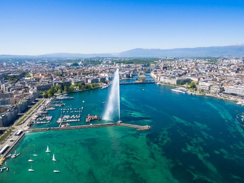 Geneva in Switzerland aerial shot of one of the best places to visit in Switzerland