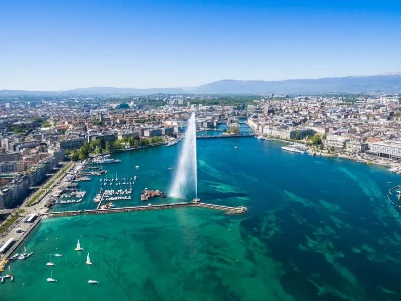 Geneva in Switzerland aerial shot of one of the best places to visit in Switzerland