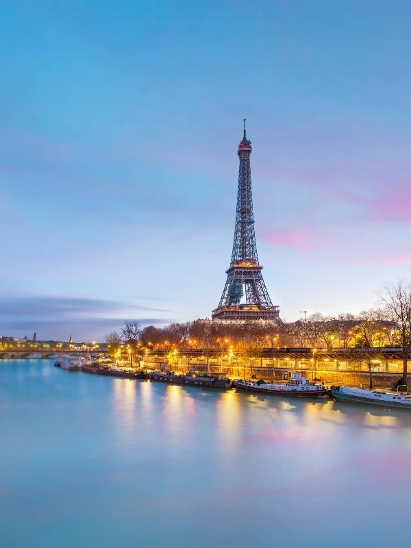 Eiffel Tower and the Seine in Paris.