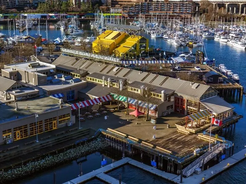 Aerial view of Granville Island.