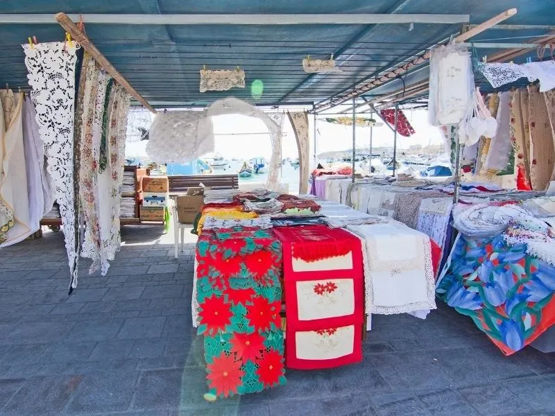 Maltese lace on sale in the markets.