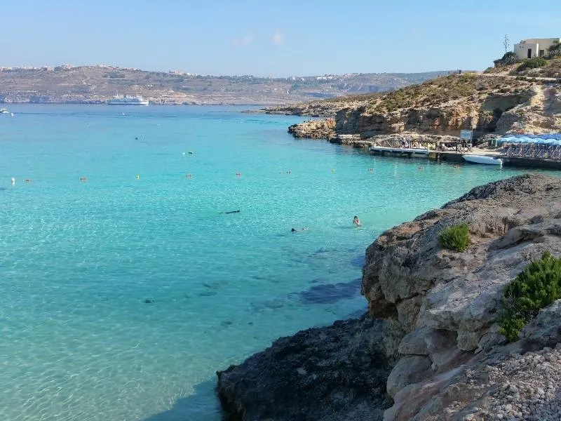 The blue waters of Comino in Malta.