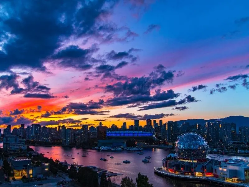 Enjoying the view over the city at sunset is one of the best things to do in Vancouver in summer.