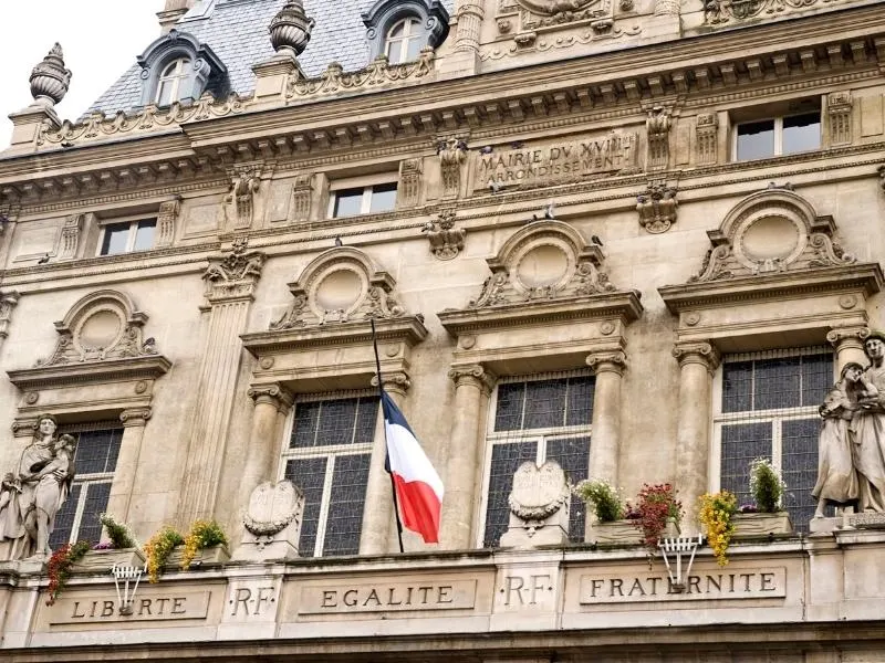 Liberte Egalite and Fraternite sign in Paris France.