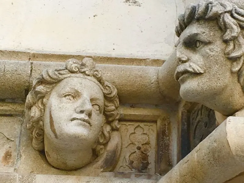 the stonework on the cathedral at Sibenik in Croatia - visiting Trogir and Sibenik