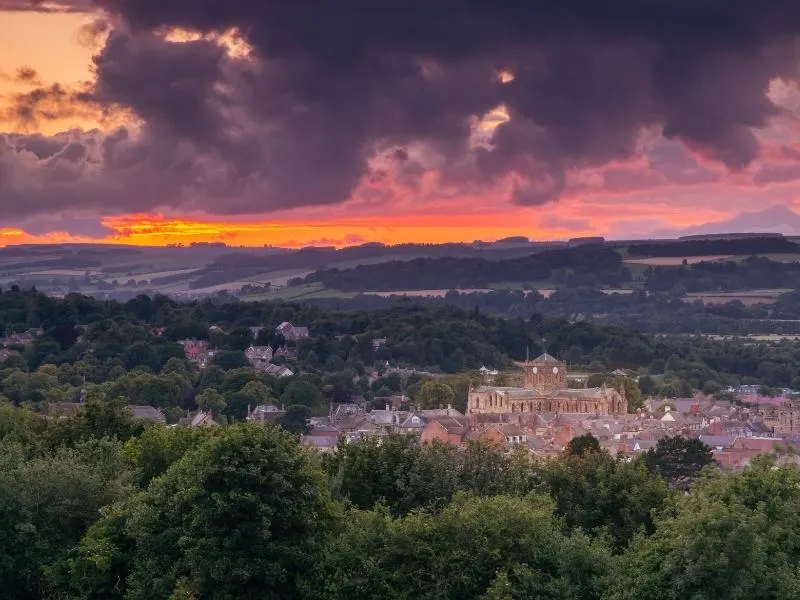 Sunset over Hexham in Northumberland.