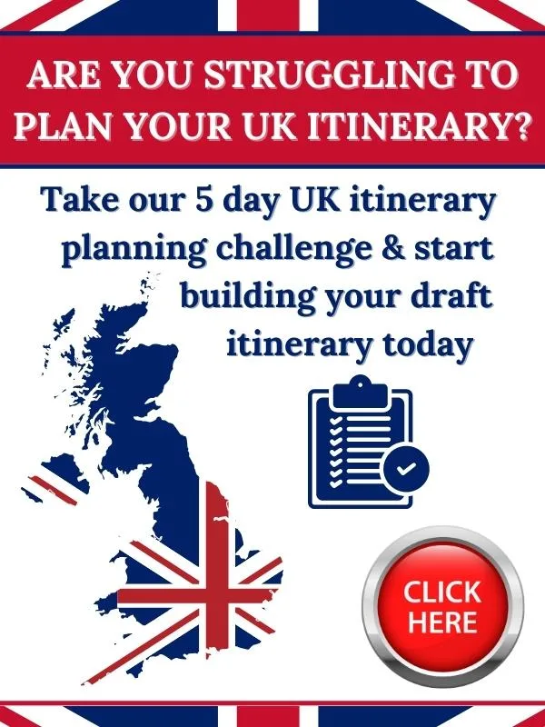 UK itinerary challenge with map of UK.