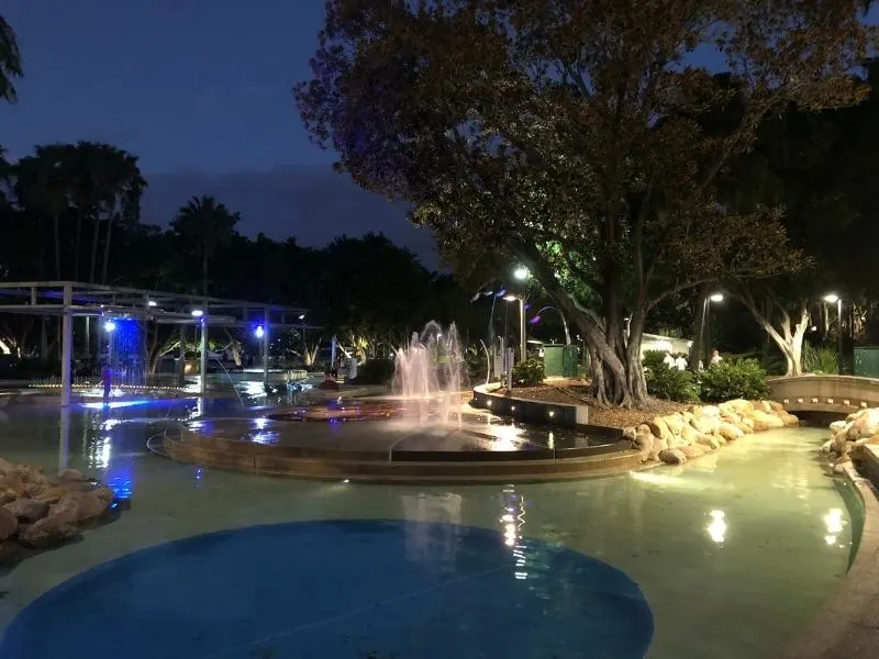 Aquativity area in South Bank Brisbane at night.