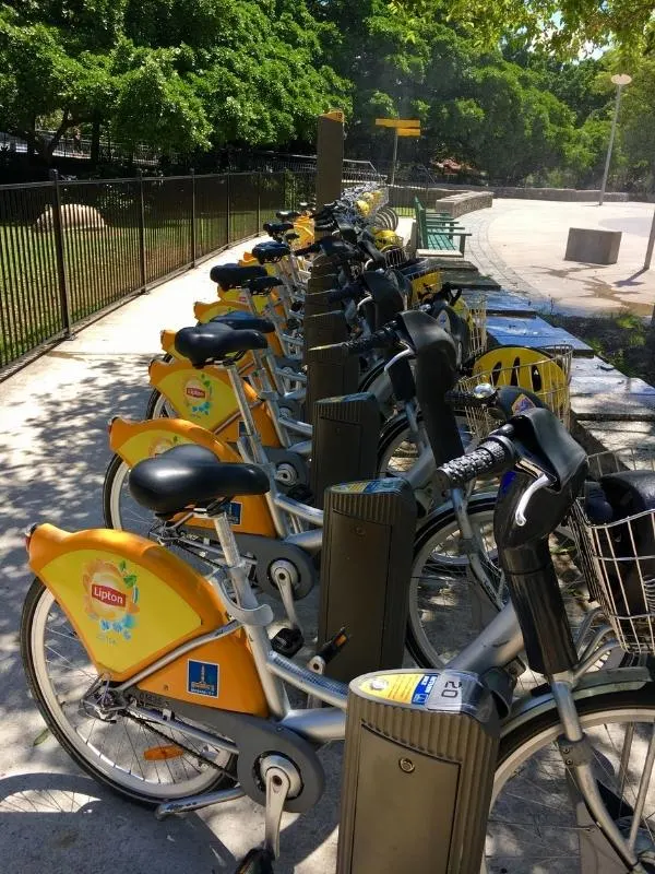 Bicycles for rent South Bank Brisbane.