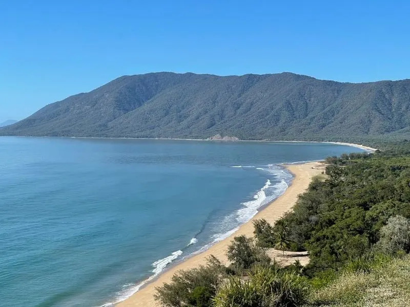 View over the sea from the road to Port Douglas from Cairns.