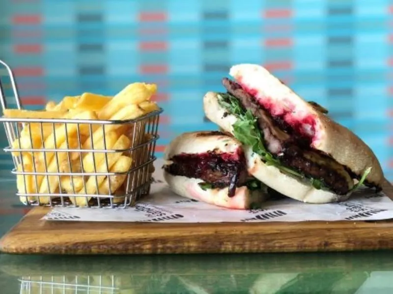 Burger and fried at Scarborough Beach