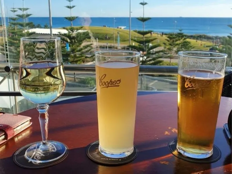 Drinks with a view at Scarborough Beach.