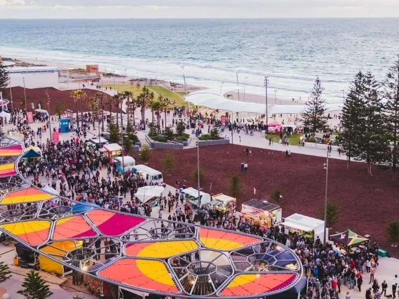 Scarborough Beach sunset markets.