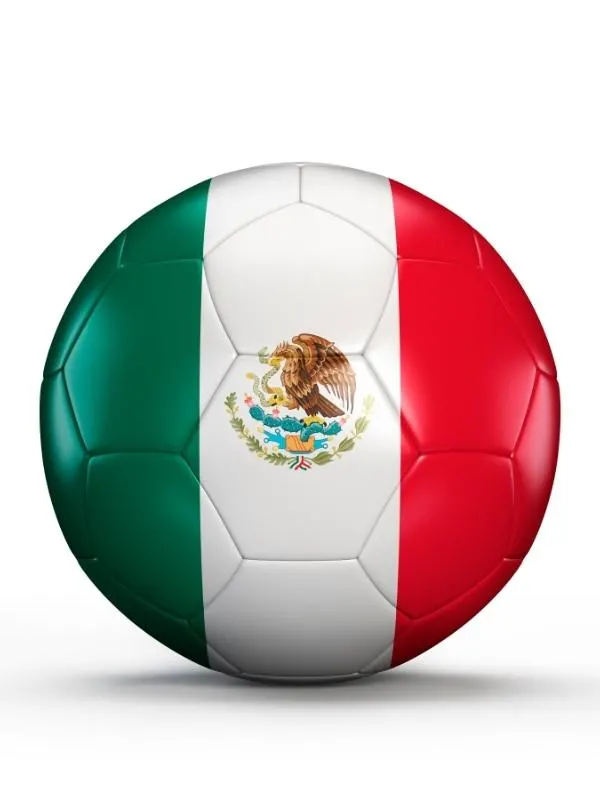 Mexico flag on a soccer ball.
