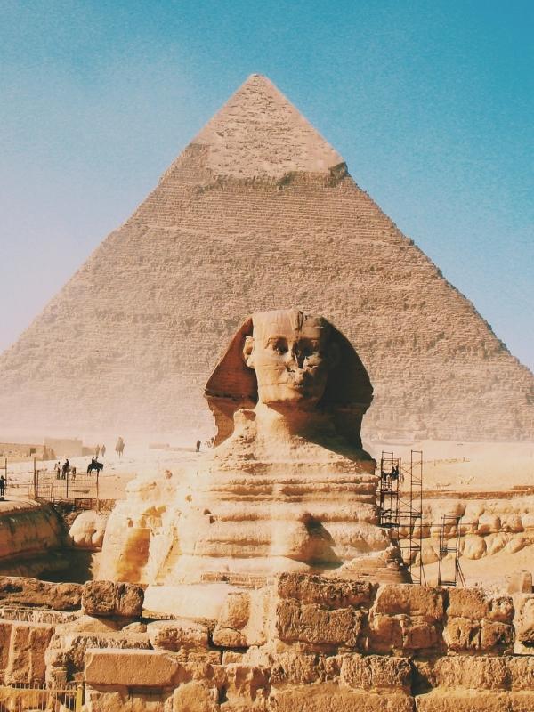 Pyramid and sphinx in Egypt.