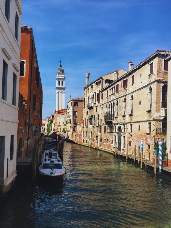 Boats in canal in Venice