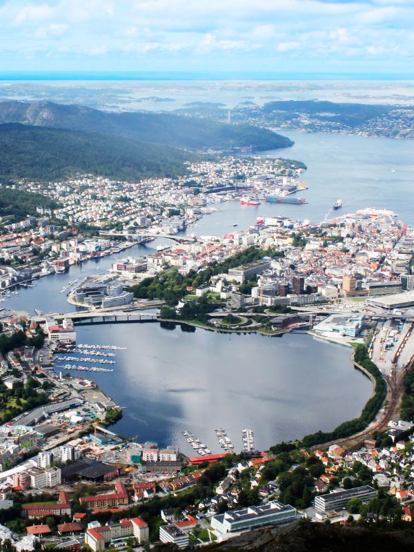 Aerial view of Bergen Norway.