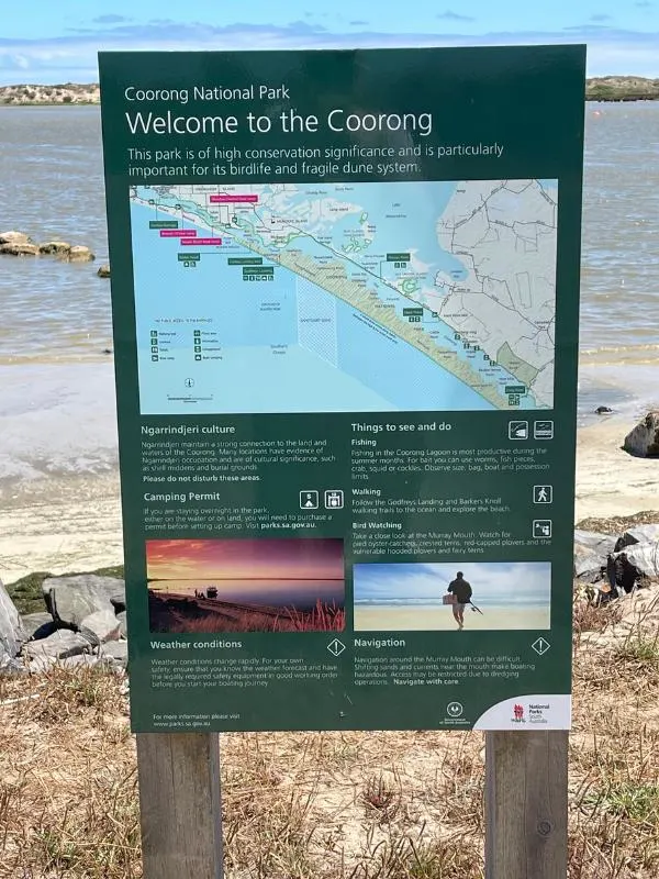 Coorong National Park sign.