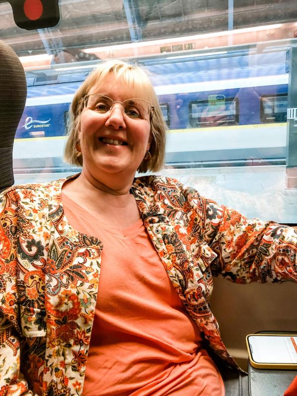 Tracy Collins on the Eurostar to Paris.