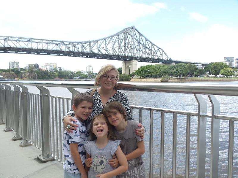 Karen Bleakley and children in Brisbane