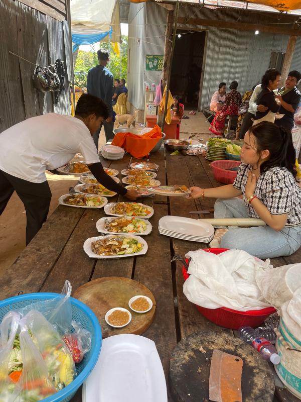 Food at the wedding in Cambodia