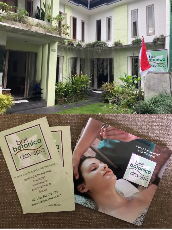 Bali Botanic outside and leaflets