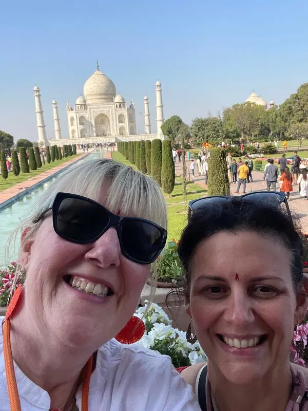 Tracy and Melissa at the Taj mahal