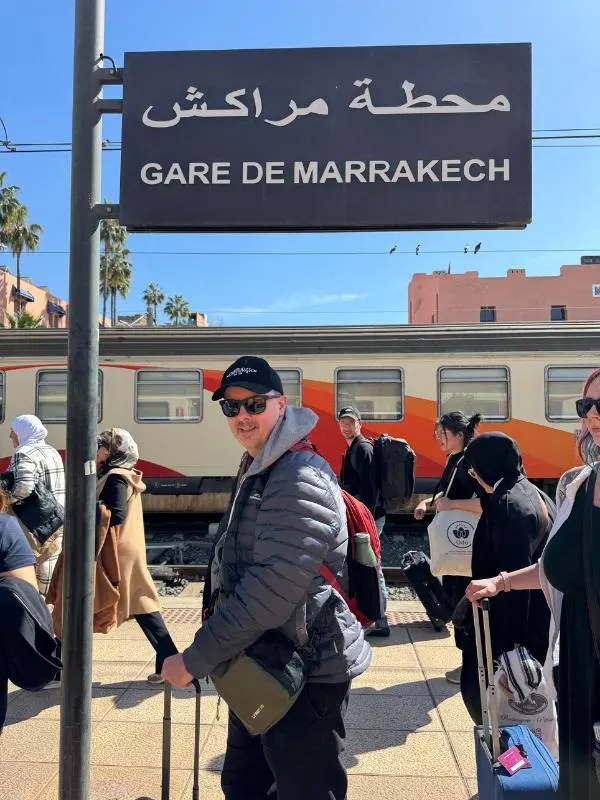 Doug at train station in Marrakech