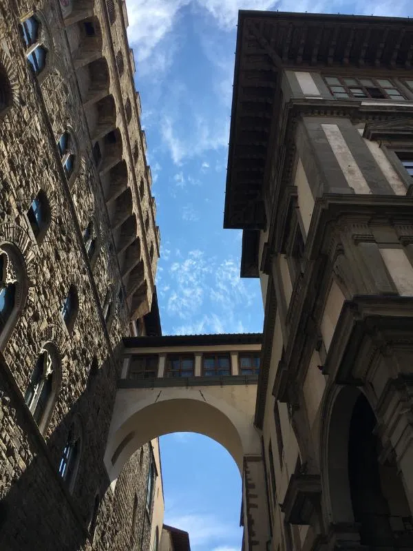 A bridge over a street.