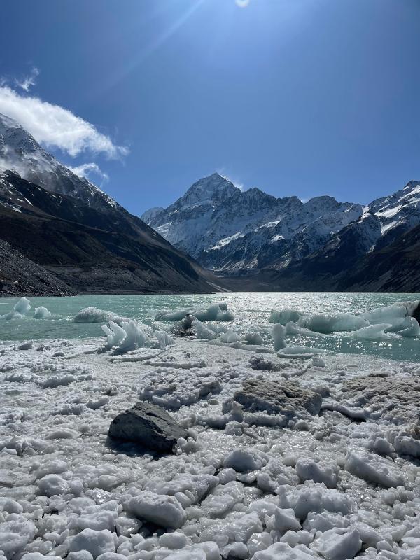 Ice in lake near Mt Aoraki