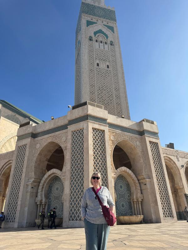 Tracy at the mosque in Casablanca