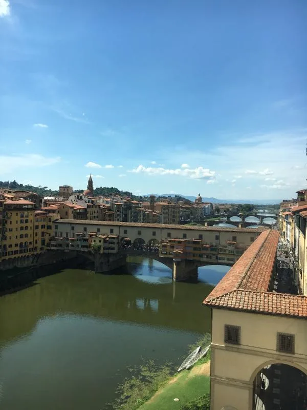 A bridge over a river.